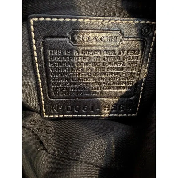 Coach Black Leather Hobo Shoulder Bag Purse Handbag with White Stitching - Picture 6 of 6